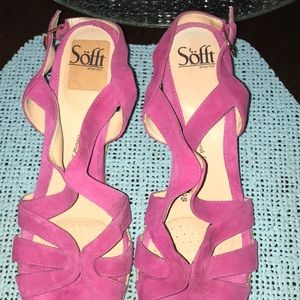 Sofft purple suede wedge shoes